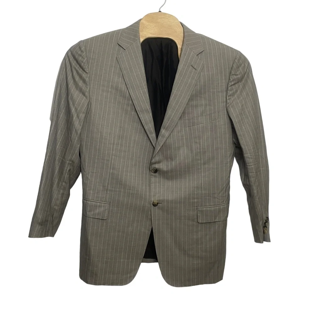 Ermenegildo Zegna Su Misura Taupe‎ Stripes Mens Suit Jacket Blazer